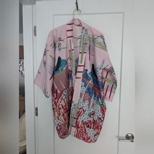 Floral Kimono Robe in Pink and Red